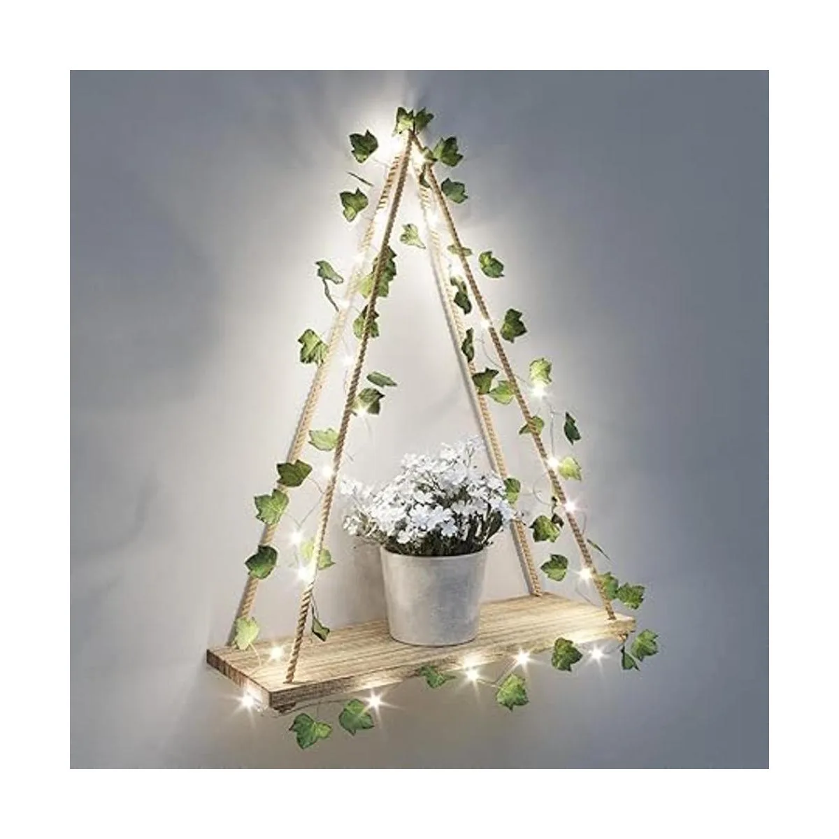 Juego de 2 estantes colgantes de pared con tiras LED de_2