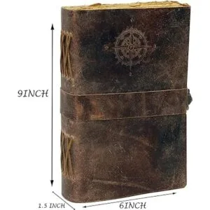 Diario de cuero vintage con brújula Antiguo hecho a mano_3