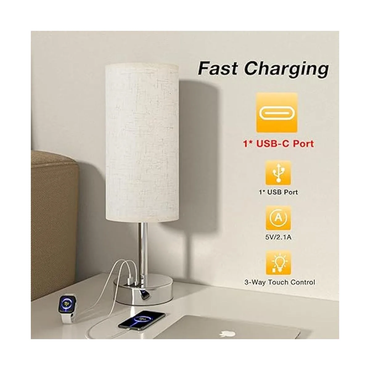 Lámparas de mesa táctiles para dormitorio mesita de_2