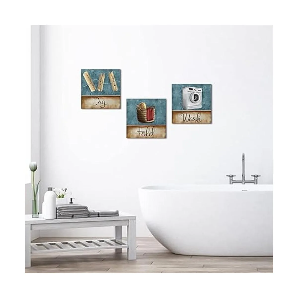VANSEEING 3 piezas de letrero de lavandería para_3