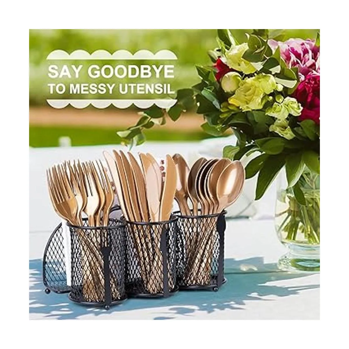 DTICON Organizador de cubiertos de metal para utensilios_7