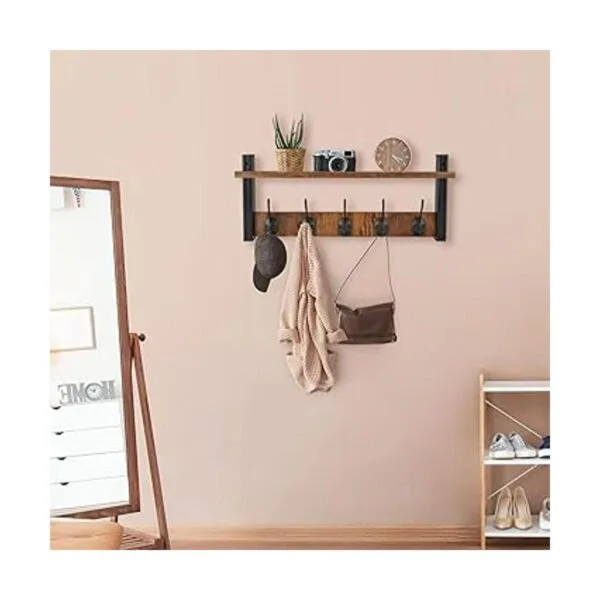 Homode Ganchos de pared con estante perchero de madera_4