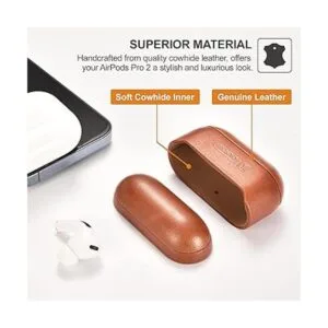 ICARER Funda AirPod Pro 2 funda portátil de cuero genuino_3