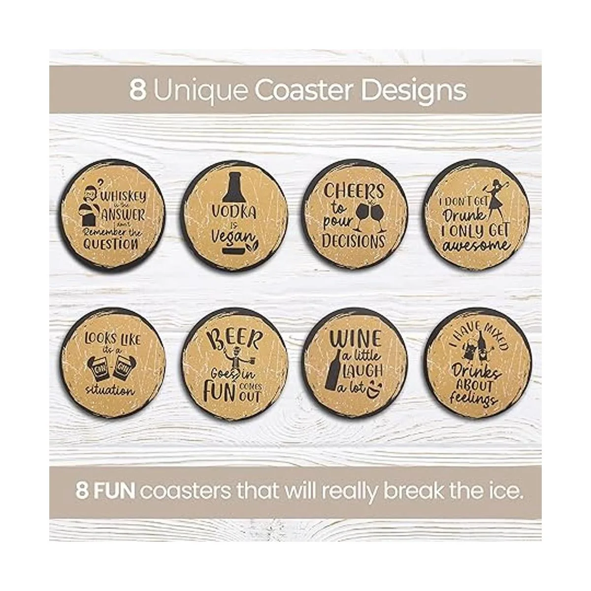 Good Vibes Juego de 8 posavasos para bebidas con_2