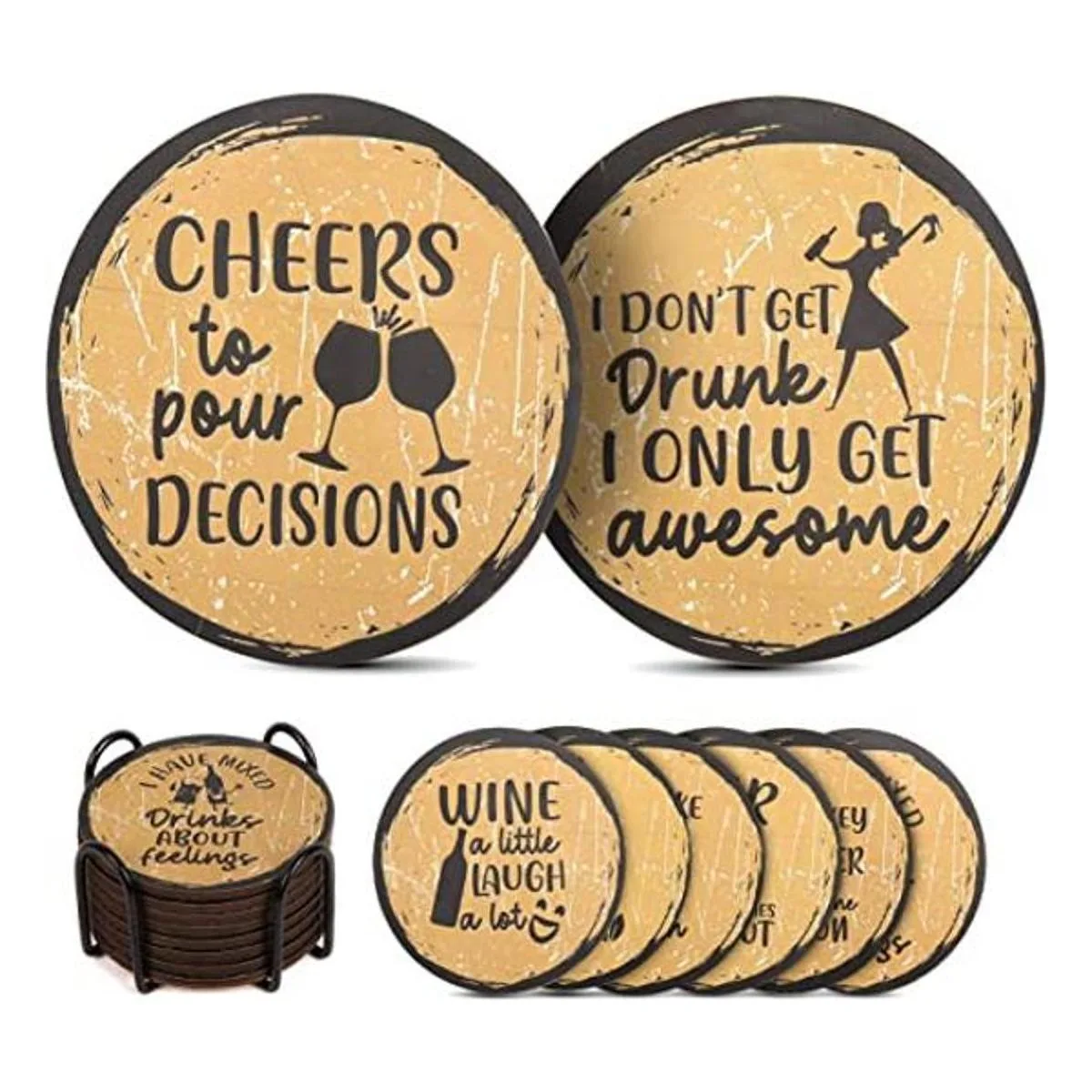 Good Vibes Juego de 8 posavasos para bebidas con_1
