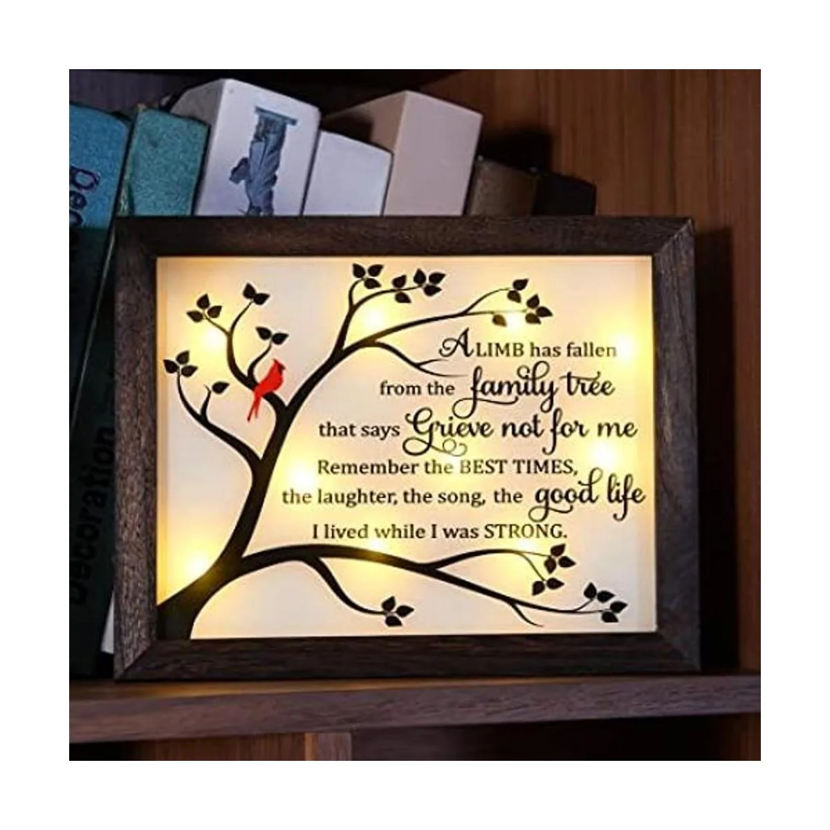 WOODEXPE Caja de sombra conmemorativa LED de regalo de_1