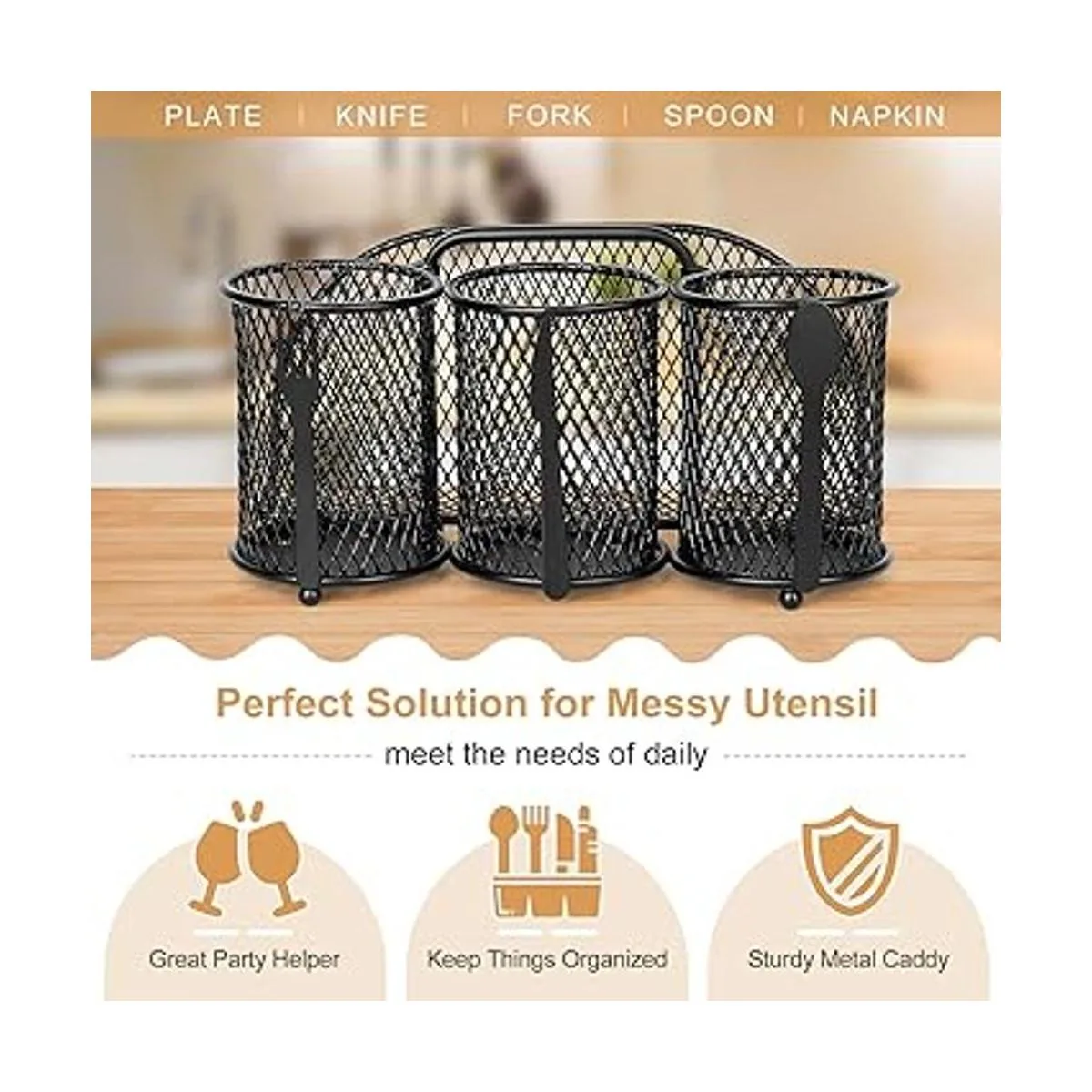DTICON Organizador de cubiertos de metal para utensilios_2