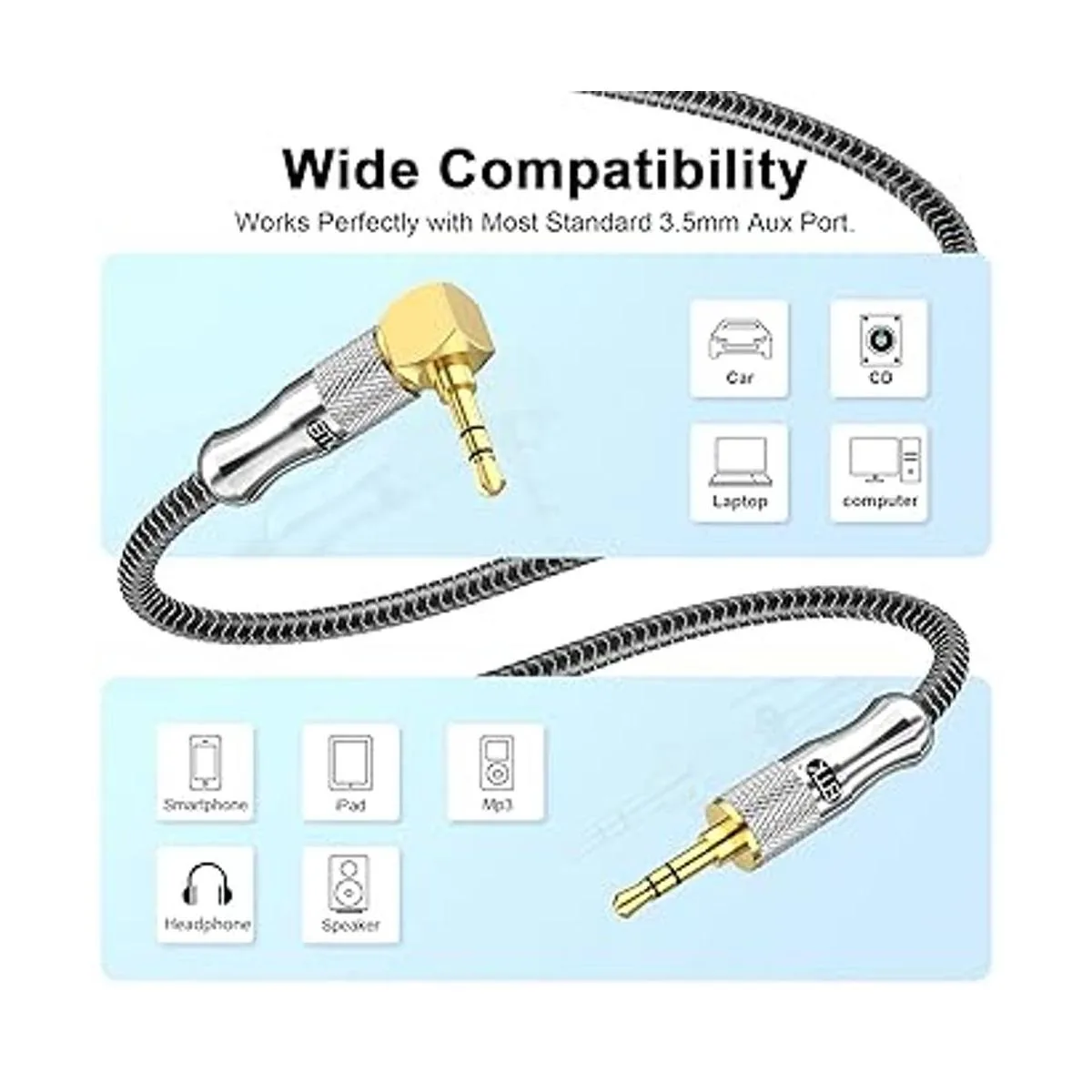 EMK Cable auxiliar de ángulo recto cable de audio estéreo_4