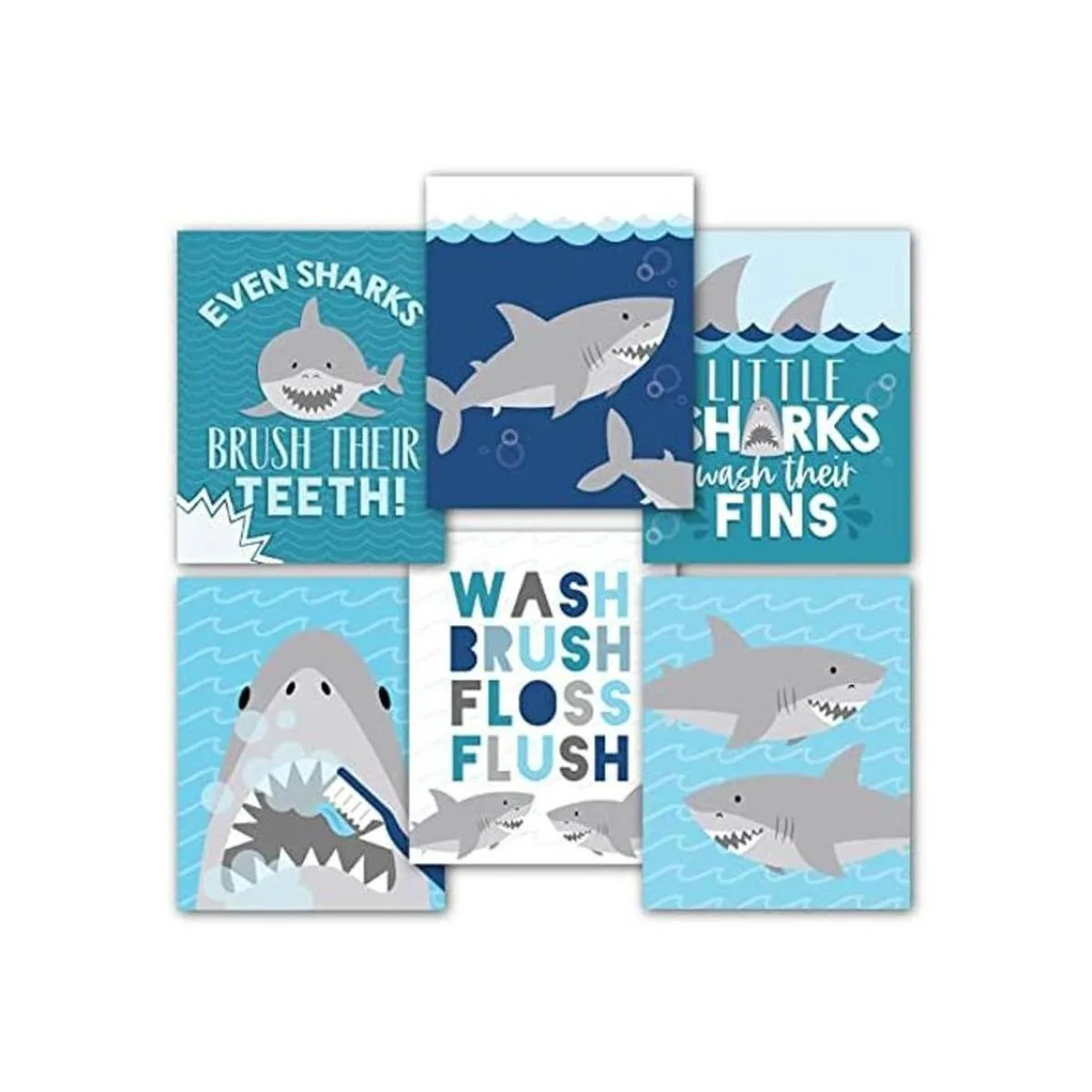 6 decoraciones reversibles de baño de tiburones para_1