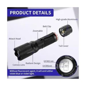 Linterna UV de 365 nm y 395 nm potente luz negra lámpara_4