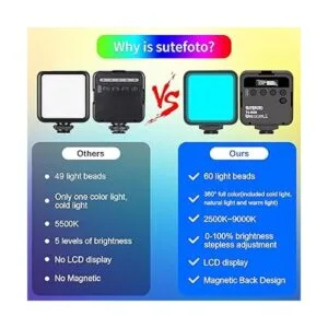 Sutefoto Luces de video RGB luz de cámara LED portátil a_4