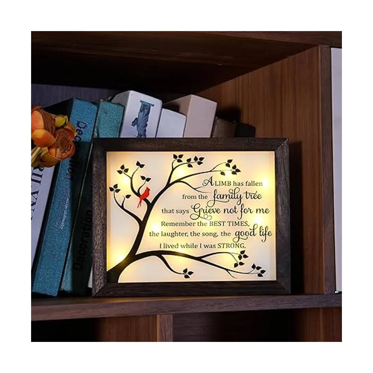 WOODEXPE Caja de sombra conmemorativa LED de regalo de_6