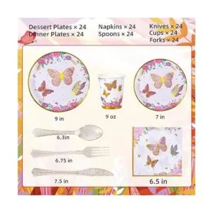Suministros de fiesta de cumpleaños de mariposa platos de_2