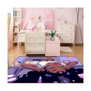 Alfombra de área negra para niñas para dormitorio sala_2