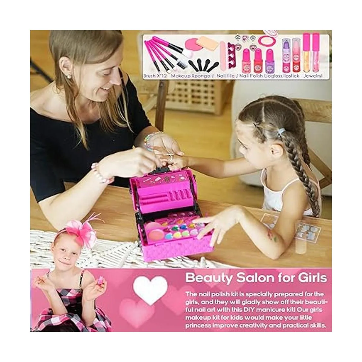 Kit de maquillaje para niños para niñas 47 piezas de_5