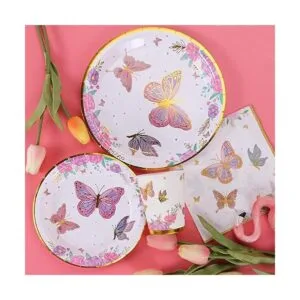 Suministros de fiesta de cumpleaños de mariposa platos de_3