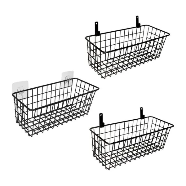 Juego de 3 cestas de alambre colgantes cesta de frutas_1