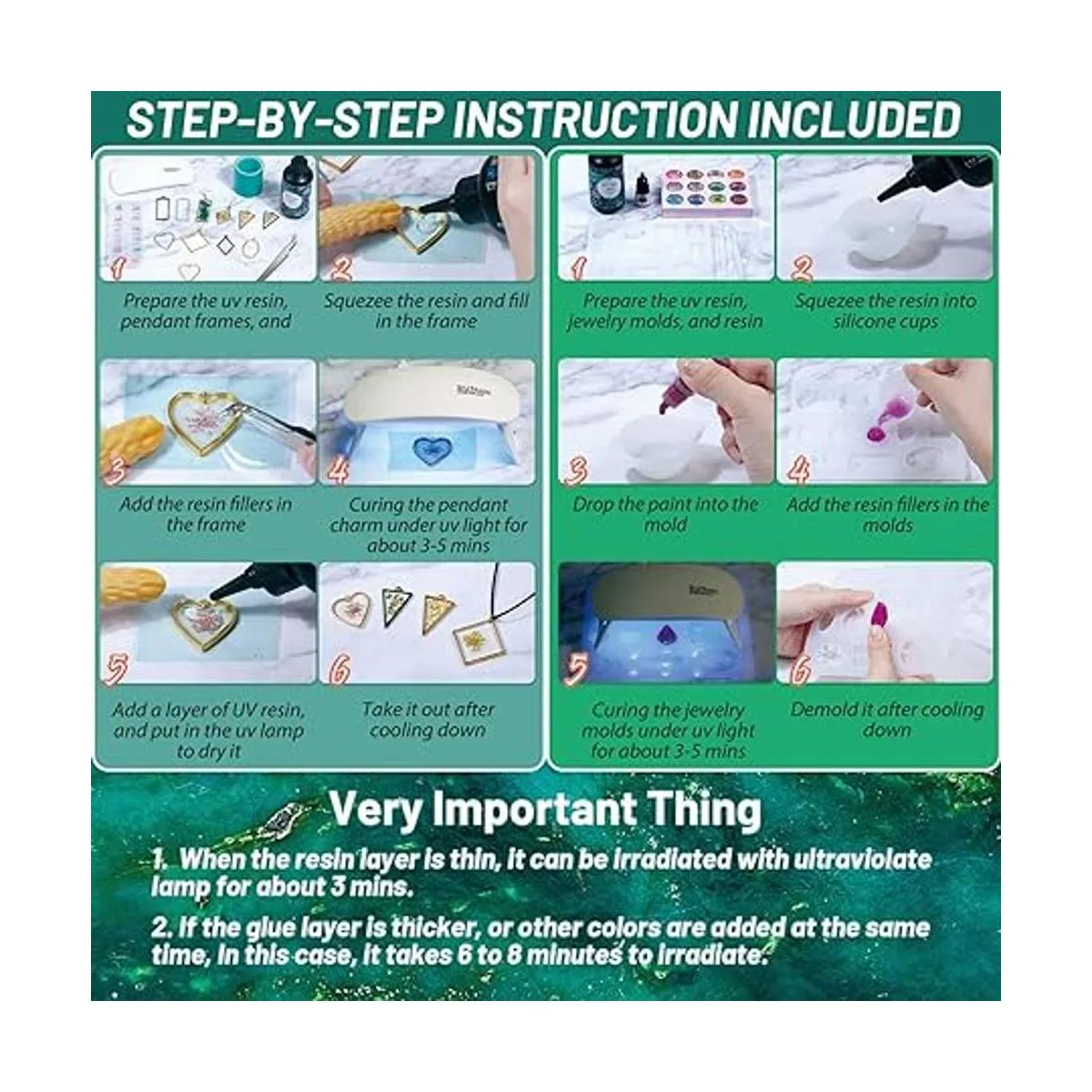 Kit de resina UV con luz juego de resina epoxi UV de_6