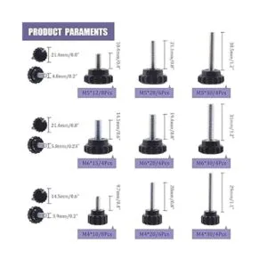 Swpeet 48 piezas de 9 tamaños M4 M5 M6 negro redondo macho_2