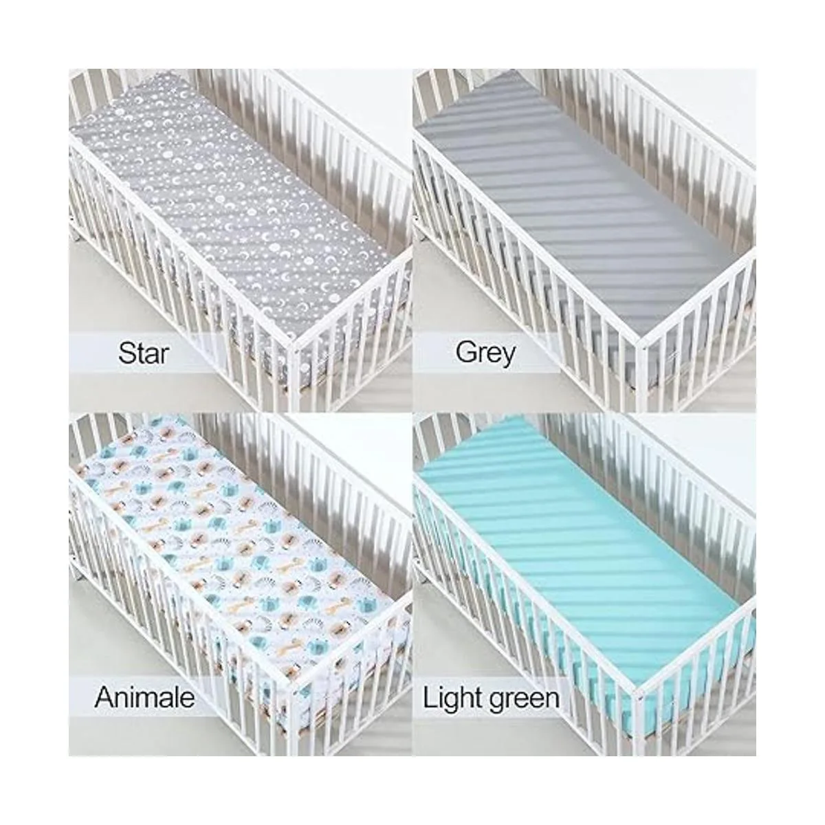 Bimocosy Juego de 4 sábanas bajeras para cuna 28 x 52_6