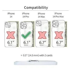 Dockem Funda para tarjetas para iPhone 14 Pro con carcasa_2