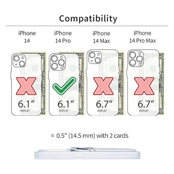 Dockem Funda para tarjetas para iPhone 14 Pro con carcasa_2