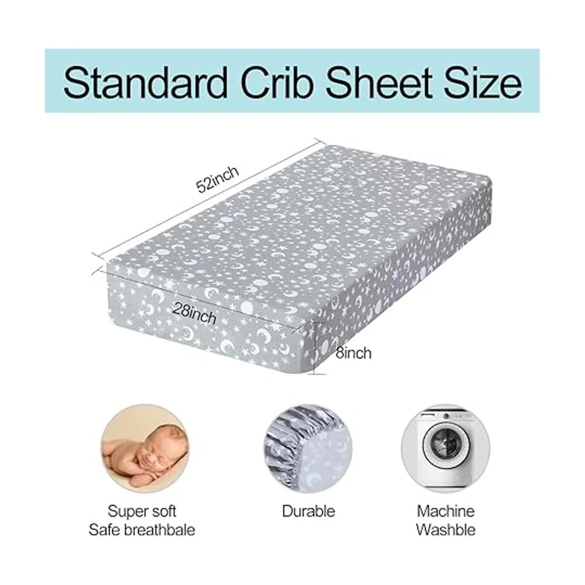 Bimocosy Juego de 4 sábanas bajeras para cuna 28 x 52_5