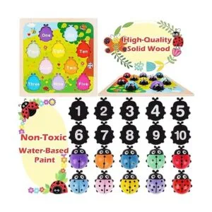 Ladybugs Montessori Juguetes de conteo de madera para_2