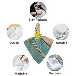 Kewadony Juego de 6 servilletas de tela verde azulado_6