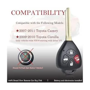 Llavero de repuesto remoto compatible con Toyota Camry_2
