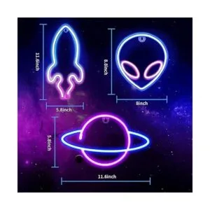 3 letreros de neón extraterrestre planet cohete luz de_5
