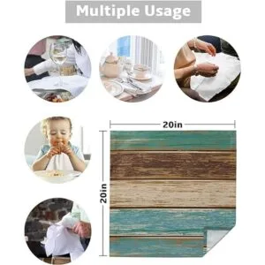 Kewadony Juego de 6 servilletas de tela verde azulado_5