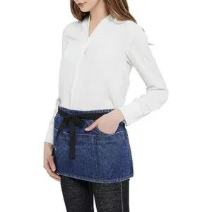 Delantal 100 algodón Denim cintura con bolsillo con_6