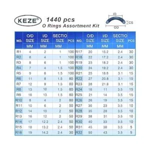 KEZE Juego surtido de 1440 anillos tóricos de goma de 32_2