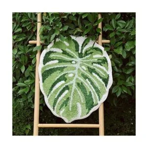 Panstar Alfombra grande Monstera con diseño de hoja verde_3