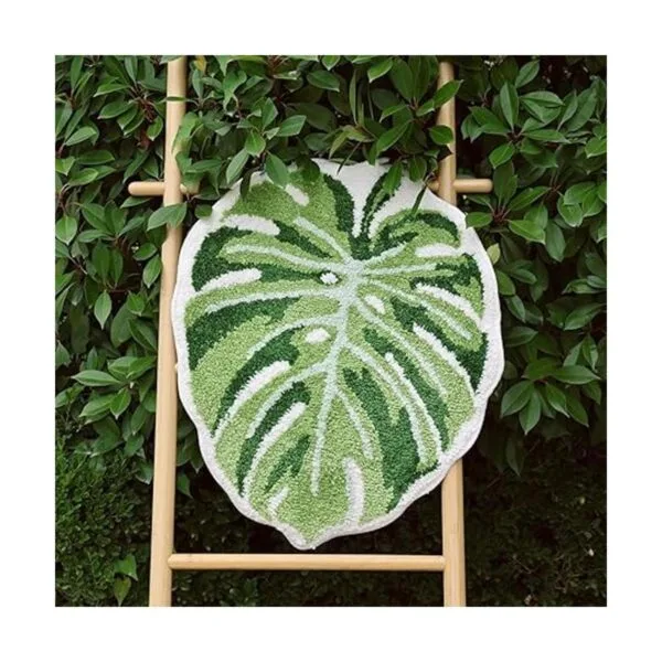 Panstar Alfombra grande Monstera con diseño de hoja verde_3