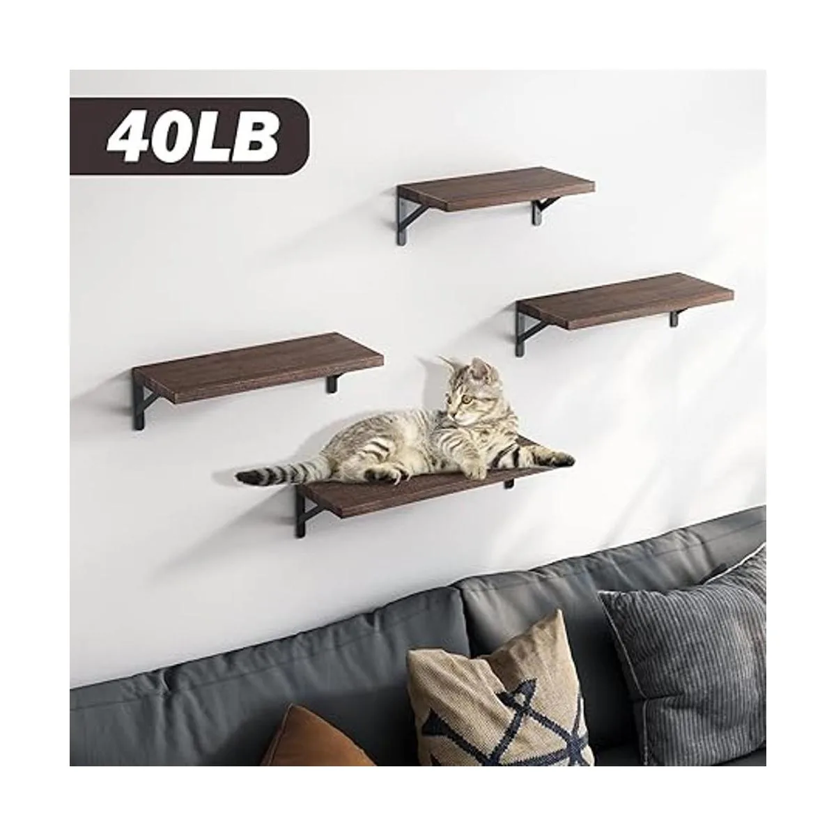 YGEOMER Estantes flotantes negro carbonizado oscuro 4_5