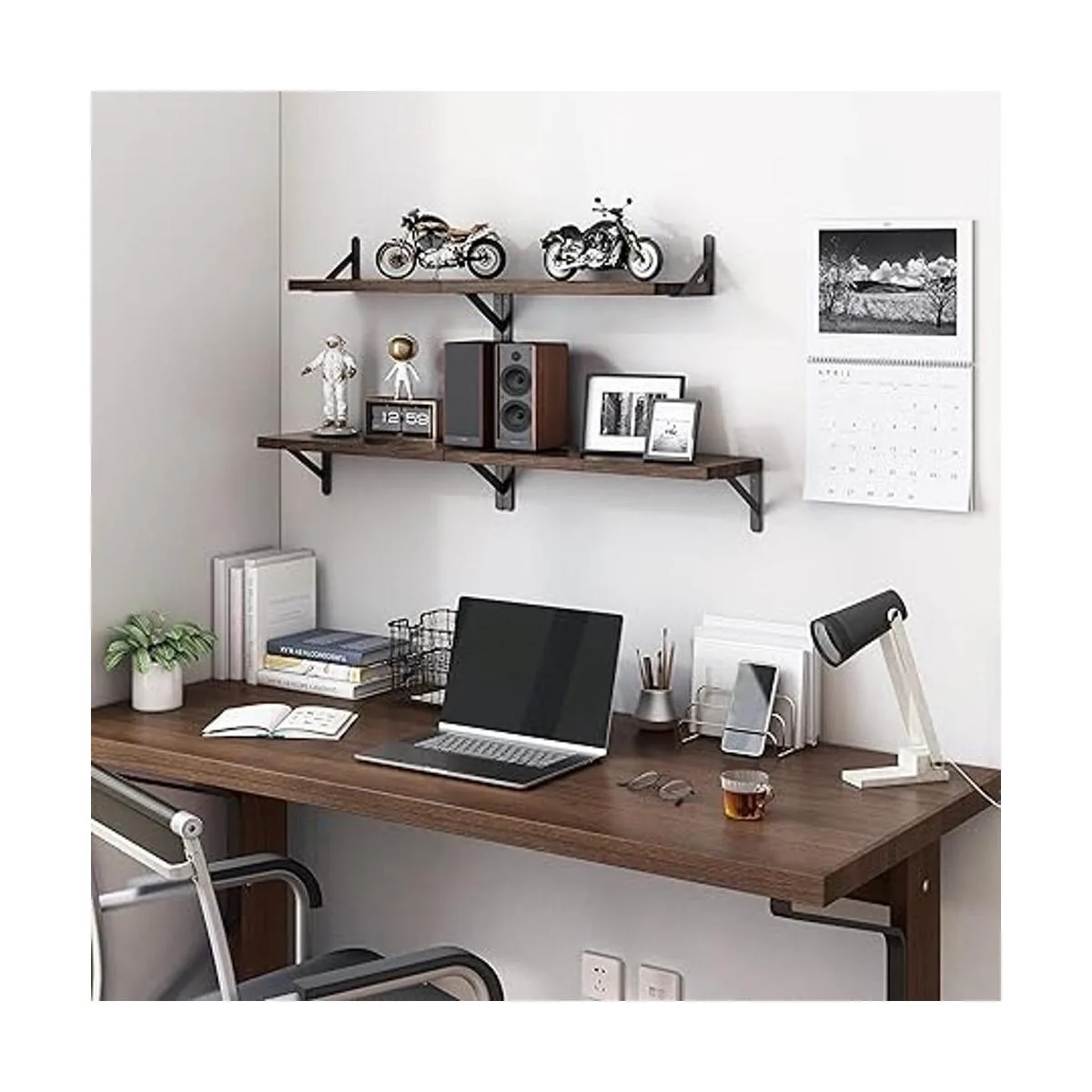 YGEOMER Estantes flotantes negro carbonizado oscuro 4_2