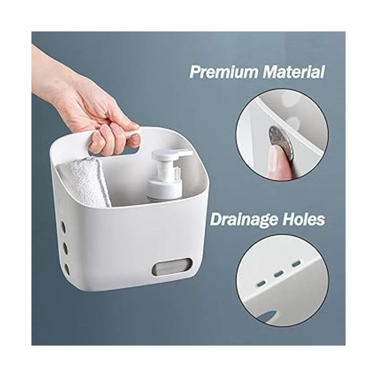 Cesta de ducha colgante de 3 piezas organizador portátil_4