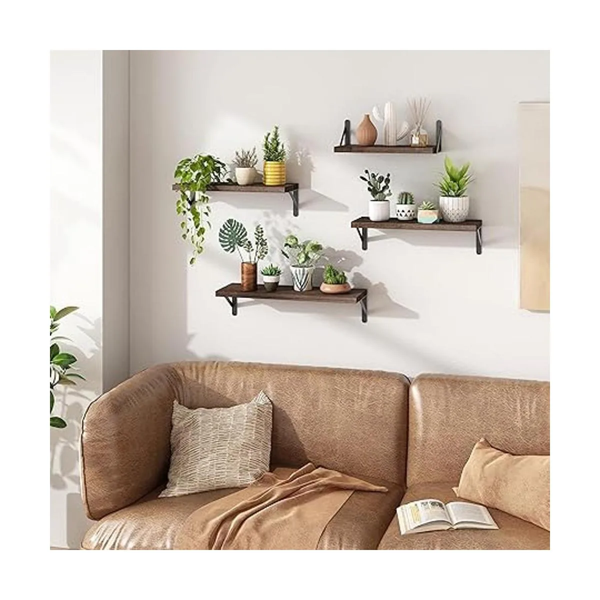 YGEOMER Estantes flotantes negro carbonizado oscuro 4_6