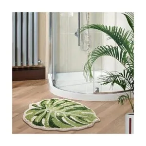 Panstar Alfombra grande Monstera con diseño de hoja verde_5