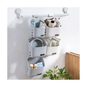 Cesta de ducha colgante de 3 piezas organizador portátil_7