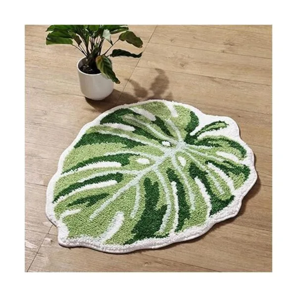 Panstar Alfombra grande Monstera con diseño de hoja verde_6