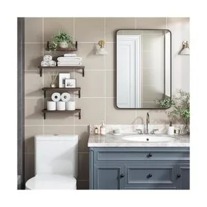 YGEOMER Estantes flotantes negro carbonizado oscuro 4_7