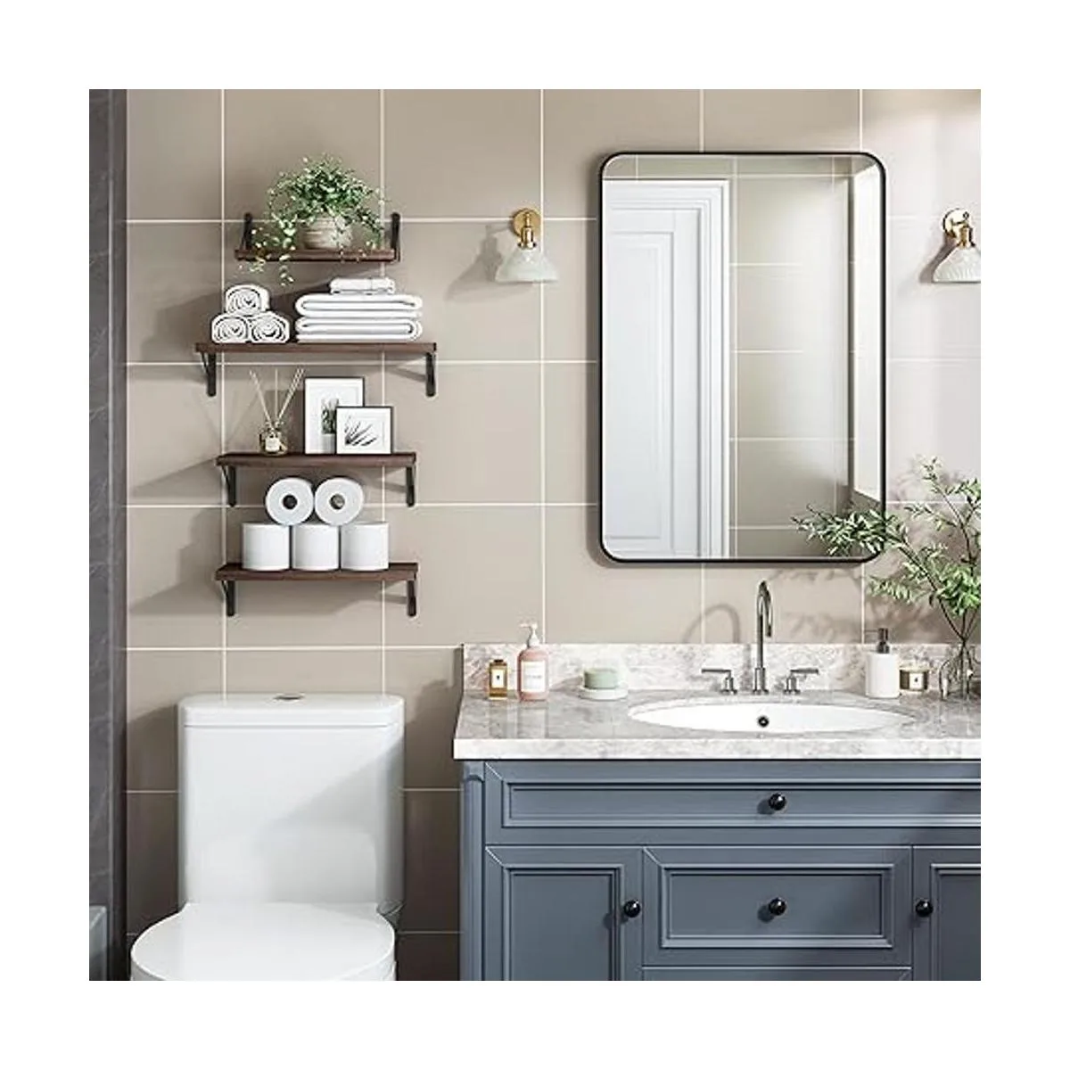 YGEOMER Estantes flotantes negro carbonizado oscuro 4_7