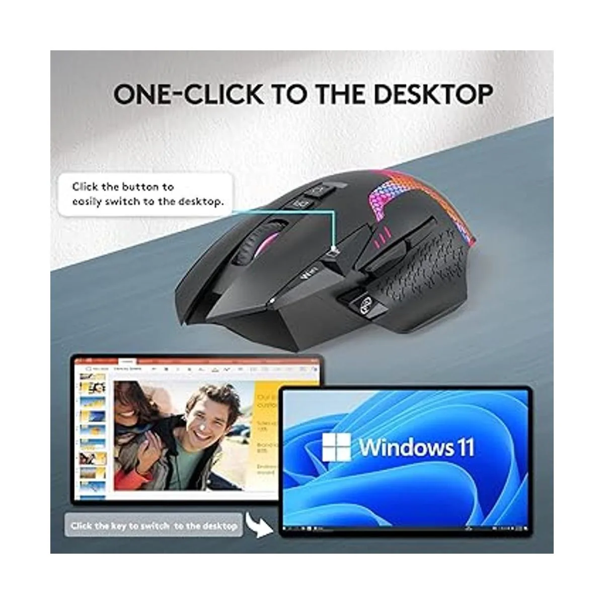 Ratón inalámbrico Bluetooth para juegos mouse ergonómico_5