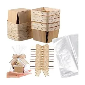 Yerliker Juego de 10 cestas de regalo de madera lazos de_1