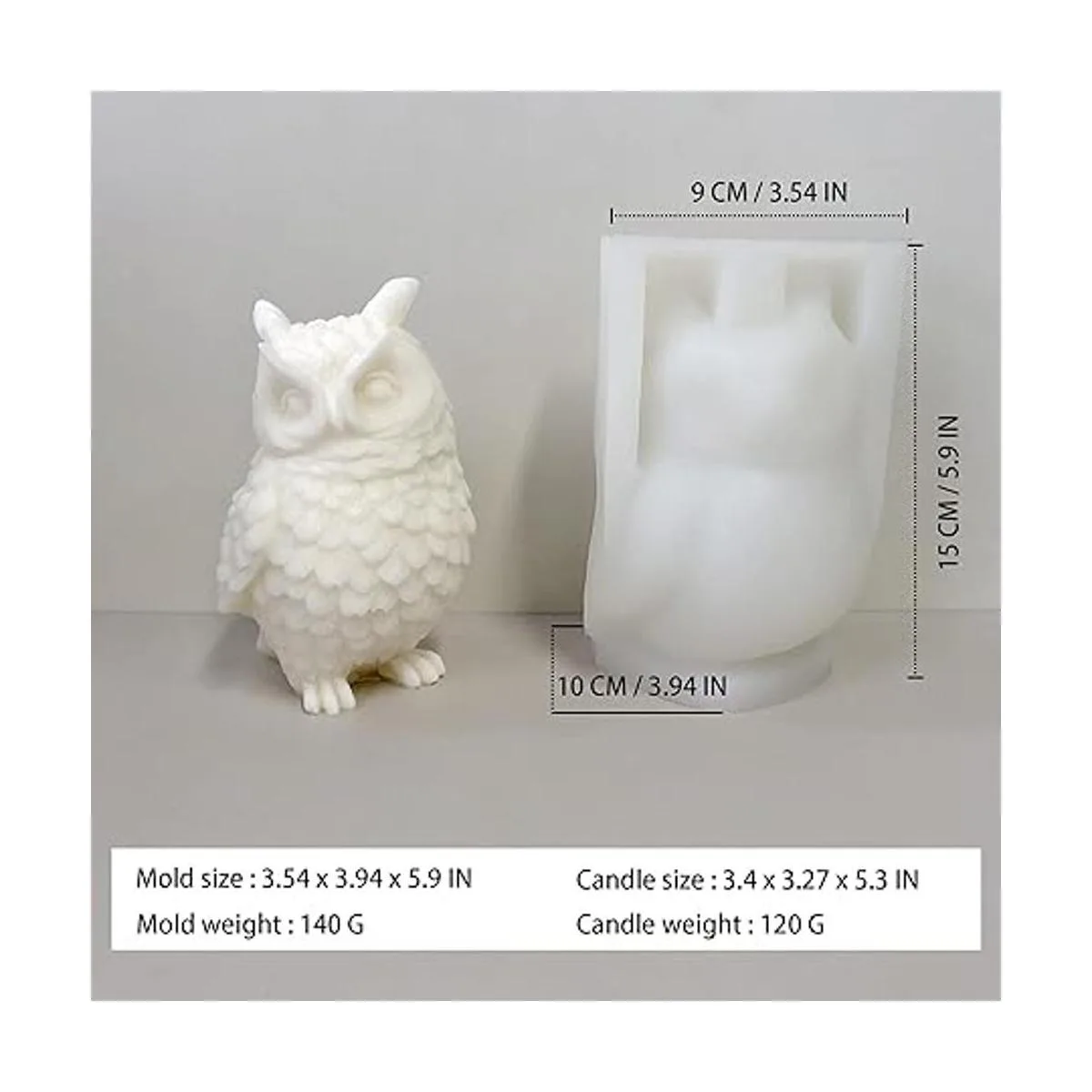 ZAKVOOR Moldes de silicona grandes para velas de búho de_2