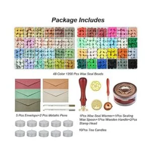 Wax Seal Stamp Kit with Gift Box48 Color 1200 Pcs Wax_4