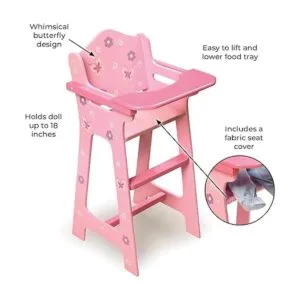 Badger Basket Silla alta de muñeca de madera rosa para_5